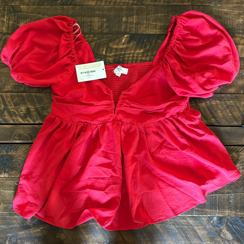 Cropped puff sleeve top